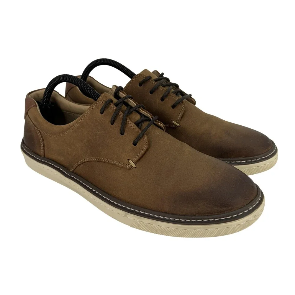 Johnston & Murphy Shoes Mens Size 9.5 Brown McGuffey Plain Toe Leather Casual